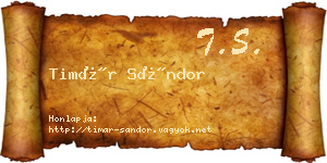 Timár Sándor névjegykártya